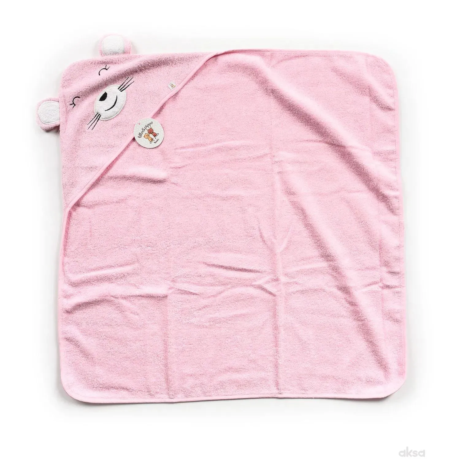 Lillo&Pippo peškir sa kapuljačom,80x80-ROZE 3-ROZE