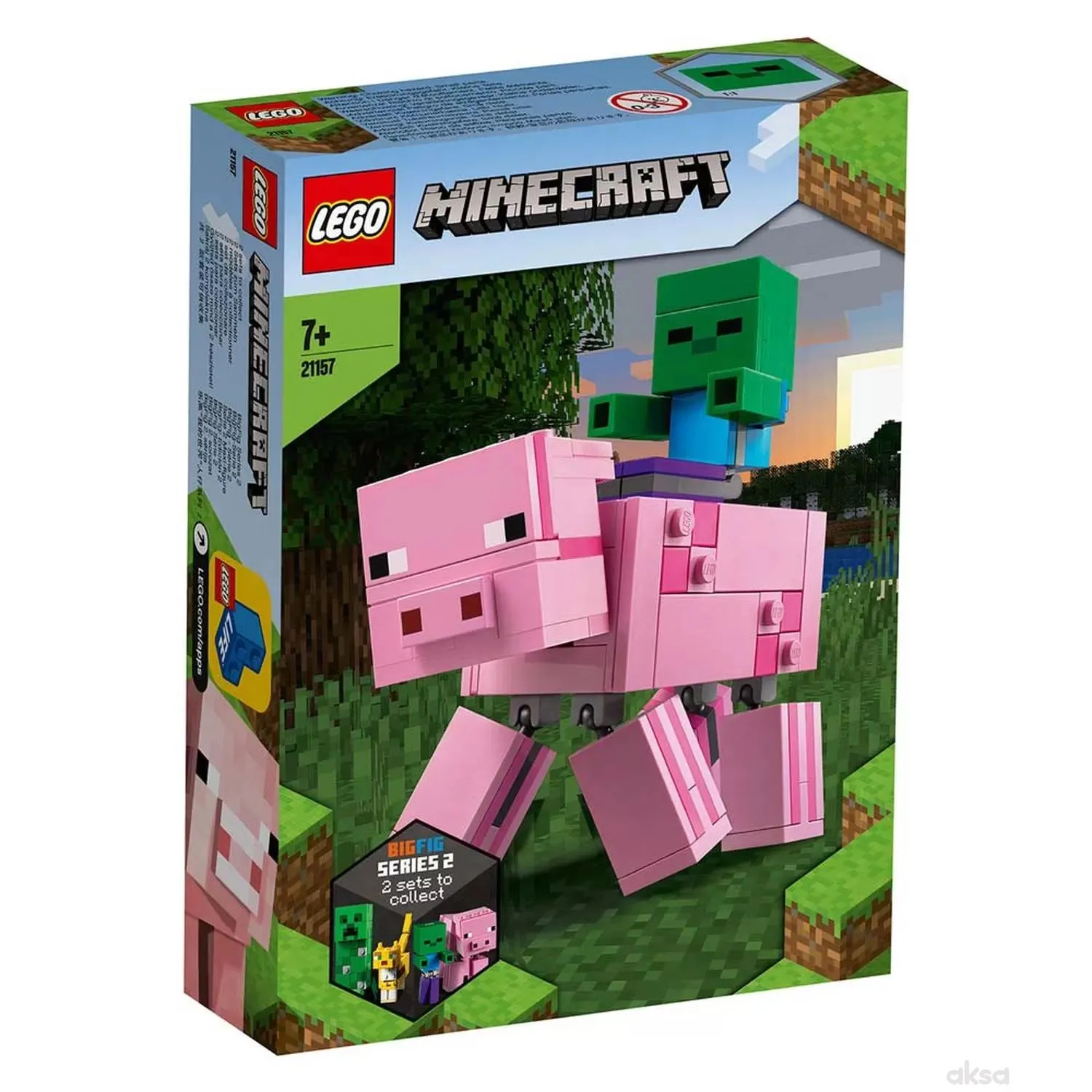 Lego Minecraft bigfig pig with baby zombie 