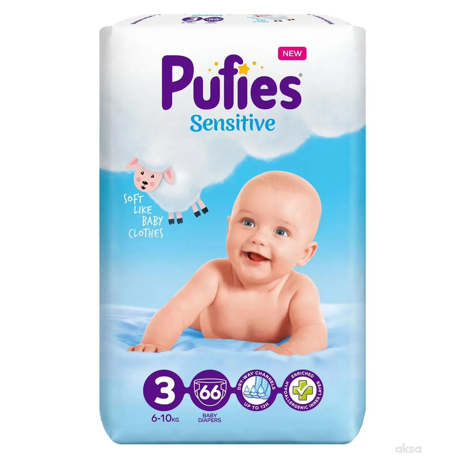 Pufies pelene sensitive MP 3 mini 6-10kg 66 kom 