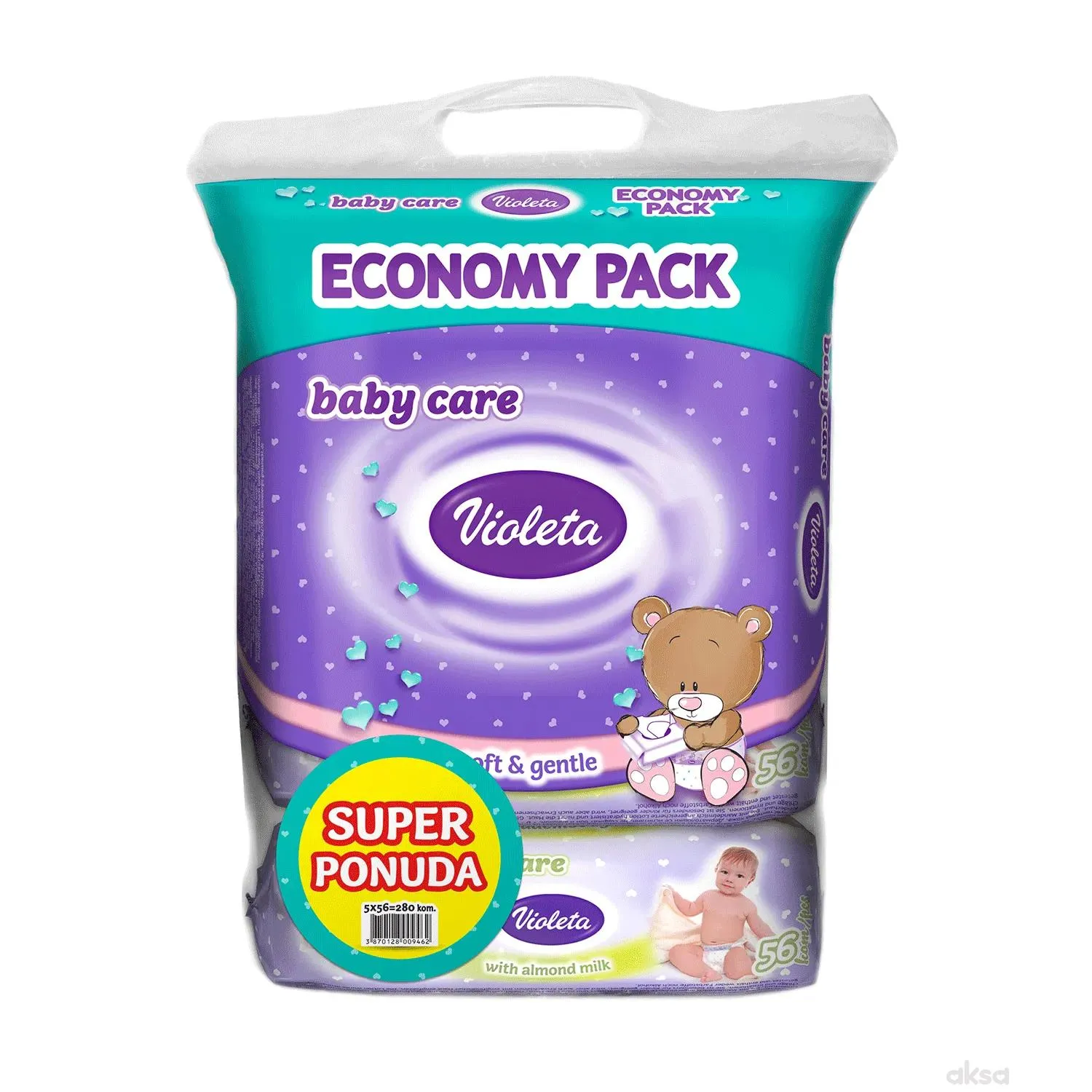 Violeta baby vlazne maramice badem 5x56 kom