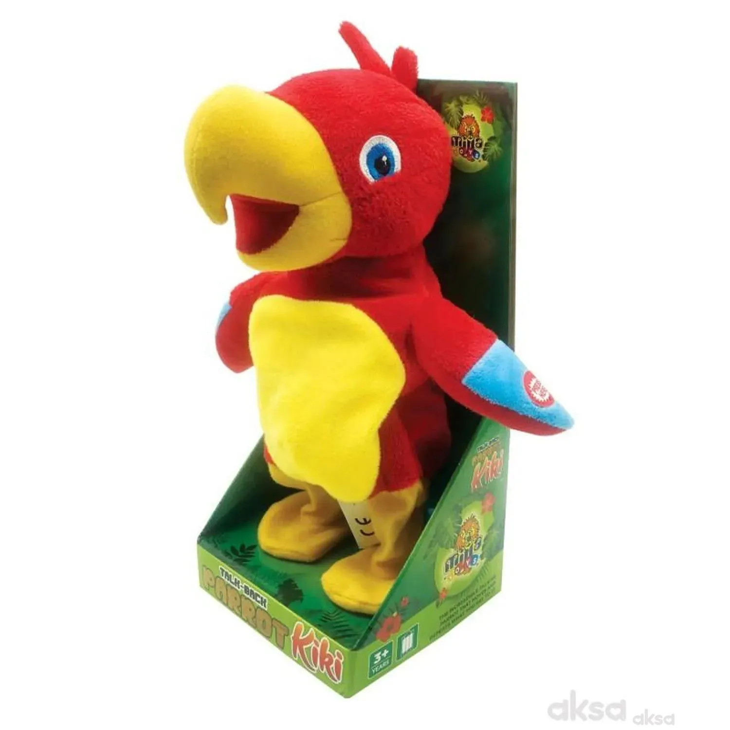 Plišani papagaj Kiki koji ponavlja reči