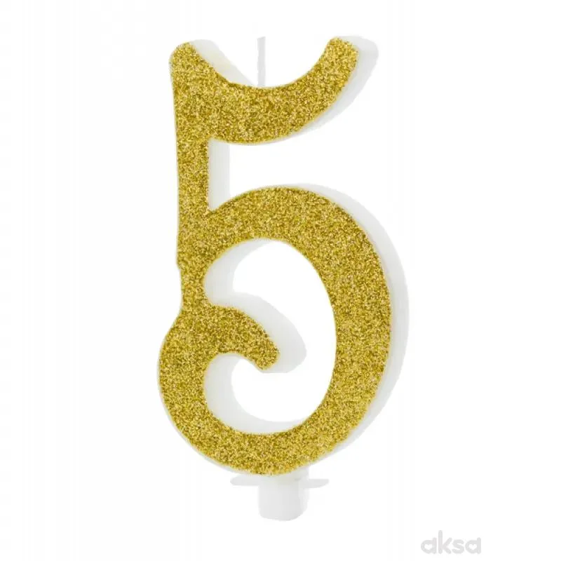 Svijeća zlatna br.5, 10 cm 