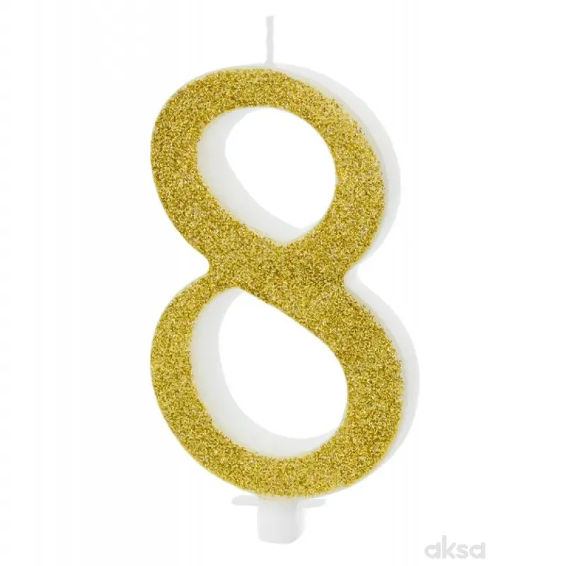 Svijeća zlatna br.8, 10 cm 