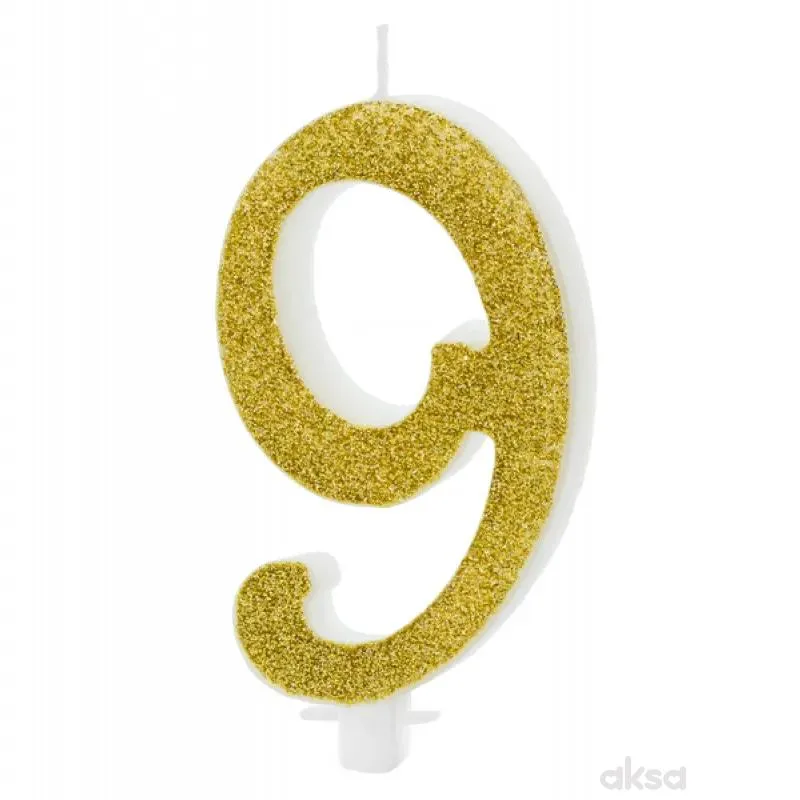 Svijeća zlatna br.9, 10 cm 