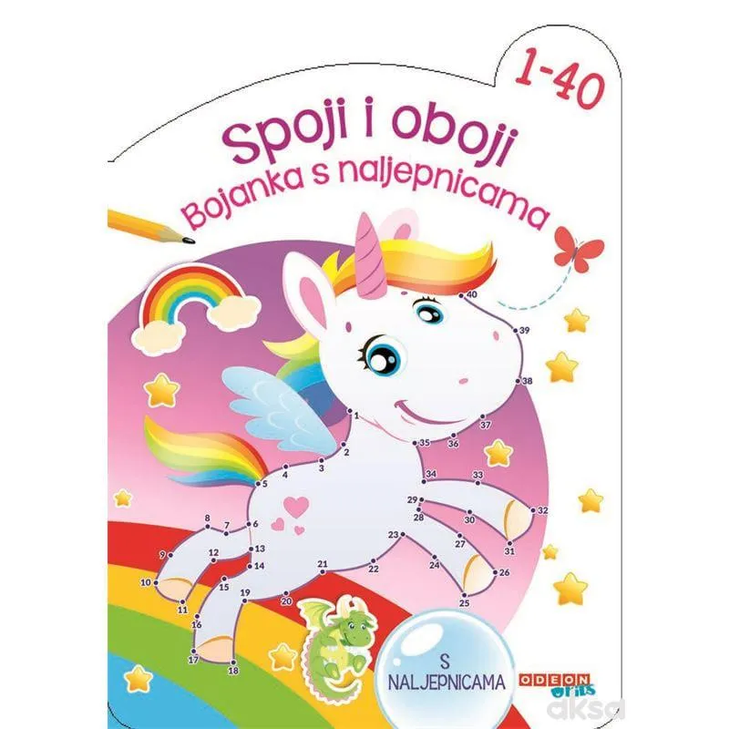 Bojanka s naljepnicama spoji i oboji 1-40