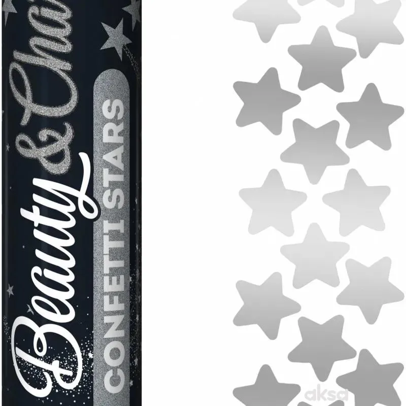 Konfeti pneumatski stars srebro 30 cm