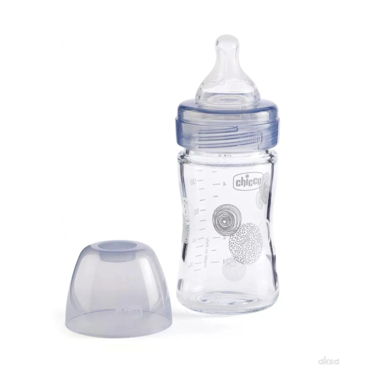 Chicco WB staklena flašica 150ml, silikon, siva