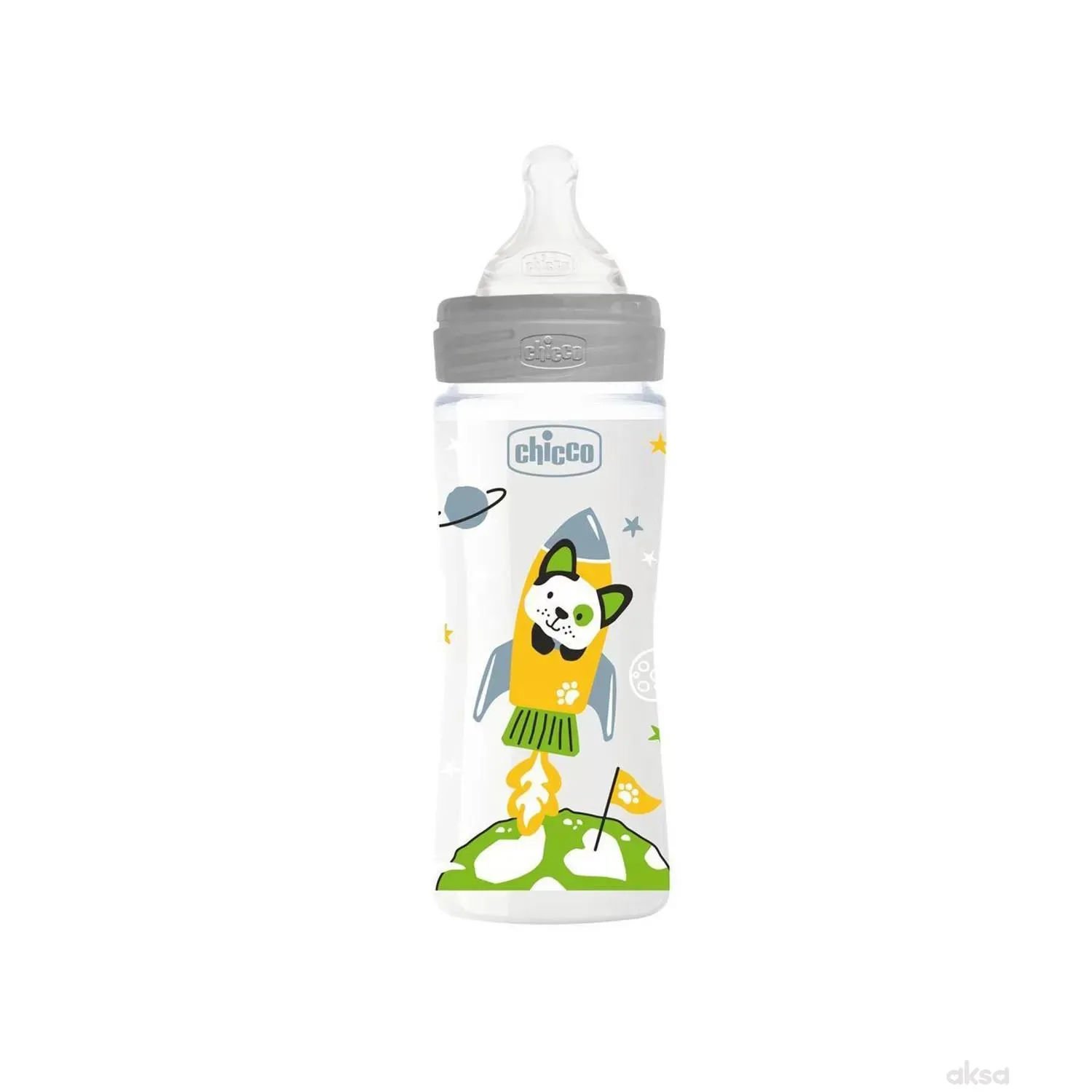 Chicco WB plastična flašica 330ml, silikon, siva 