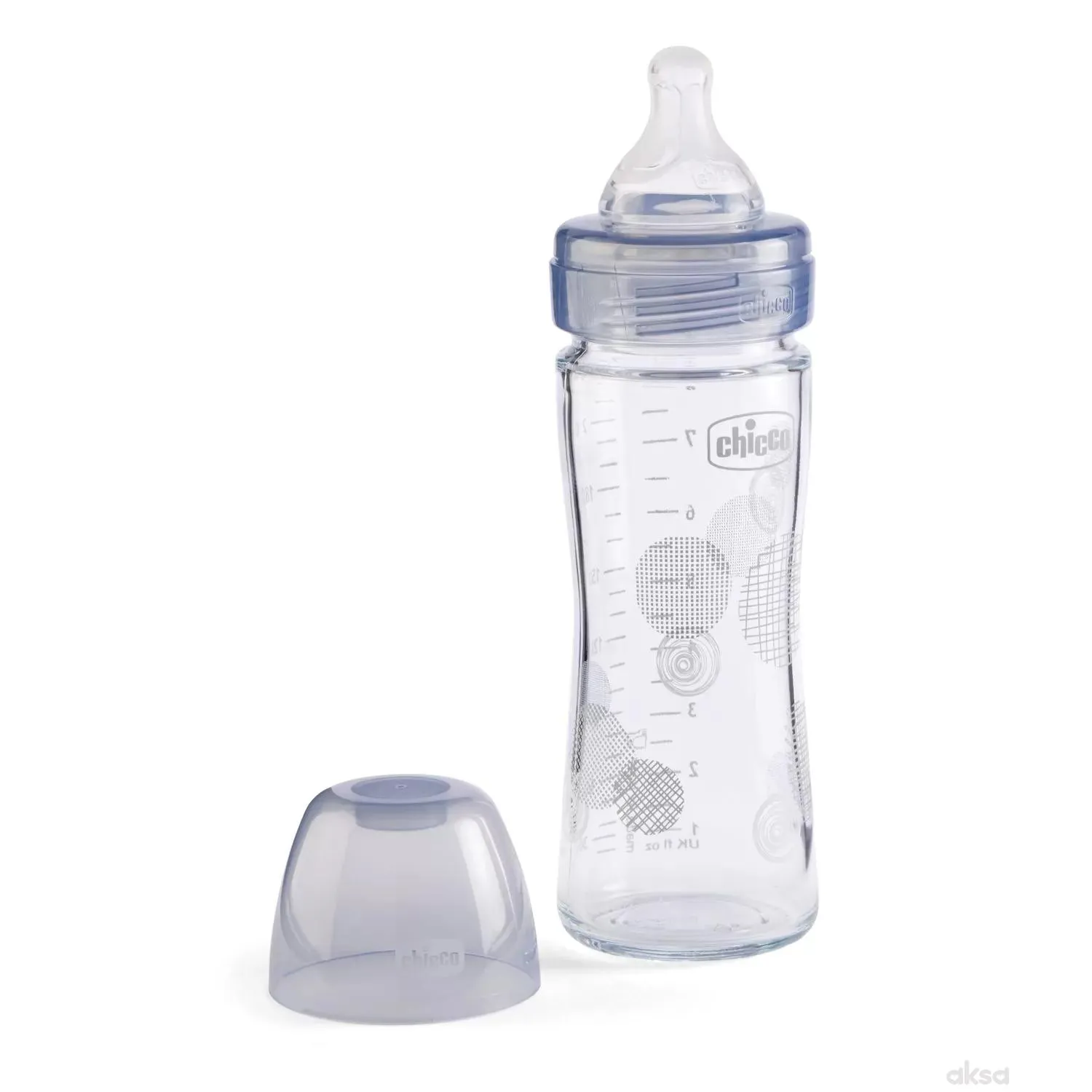 Chicco WB staklena flašica 240ml, silikon, siva 