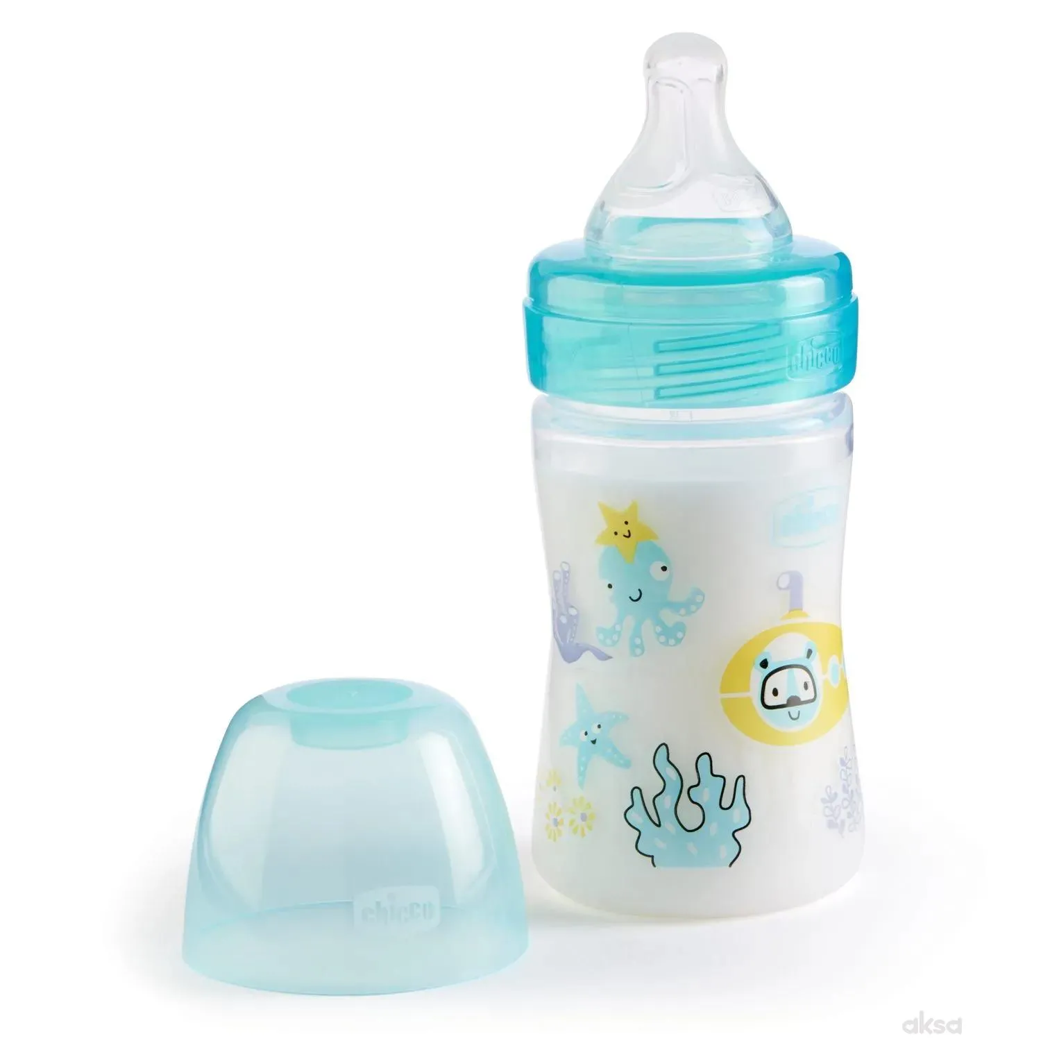 Chicco WB plastična flašica 150ml, silikon, plava