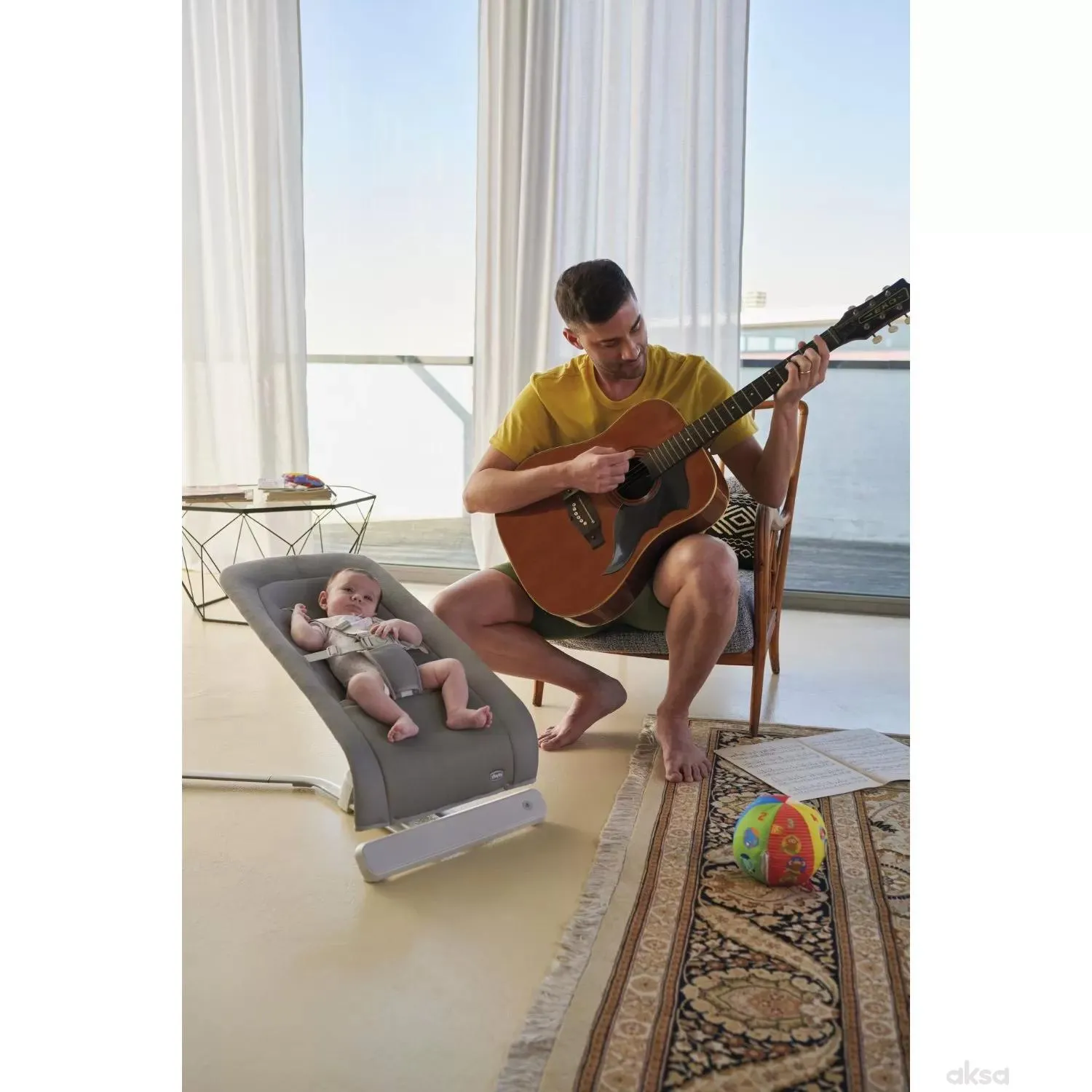 Chicco ležaljka Rhythm n sound Moon grey