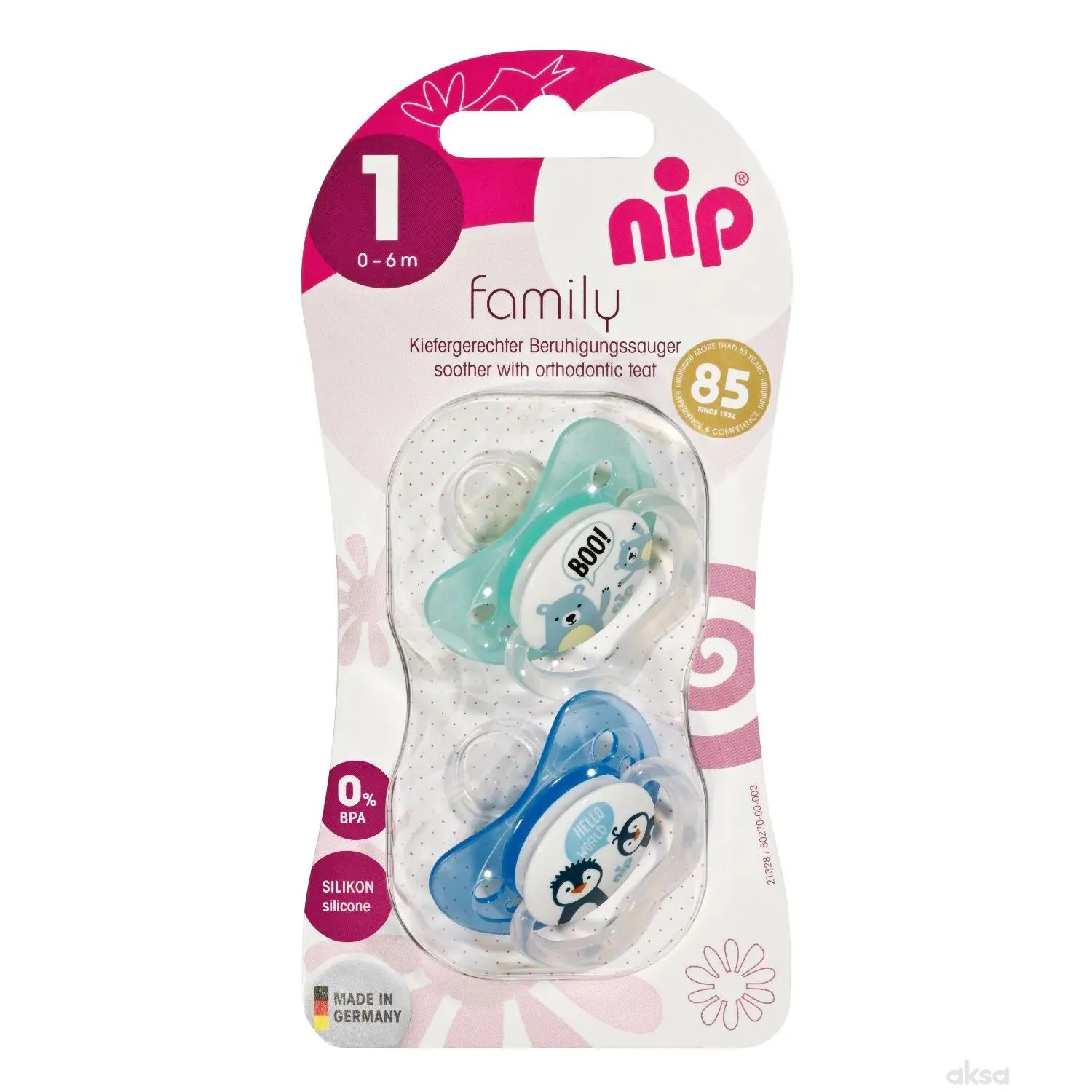 Nip Family silikonska laža 0-6 2 kom, dječaci