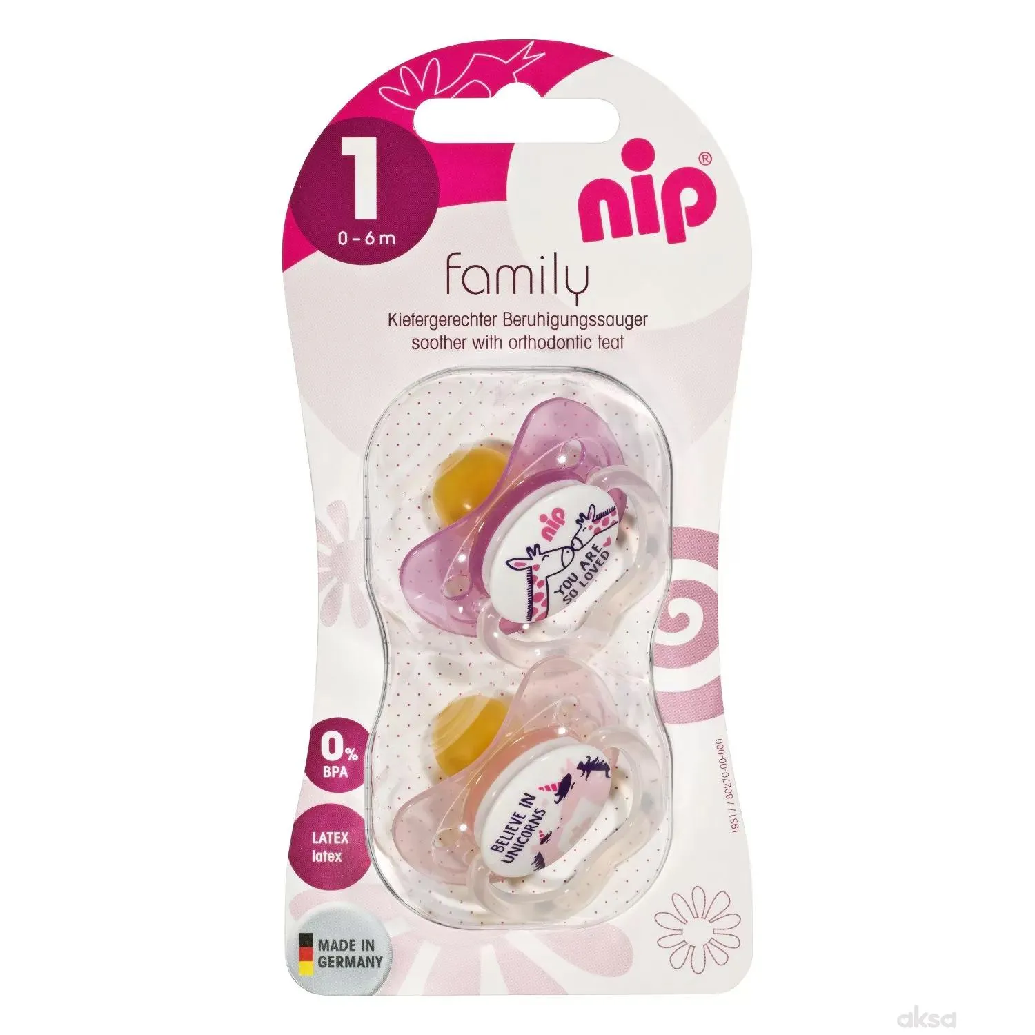 Nip Family kaučuk laža 0-6 2 kom, djevojčice