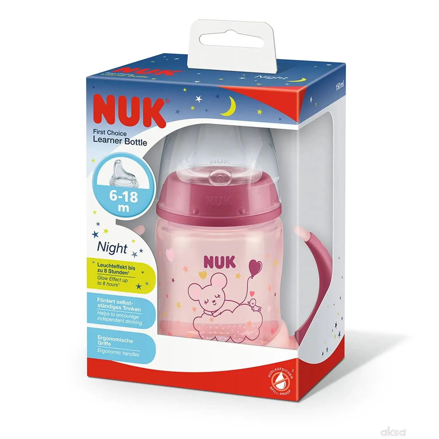 Nuk šolja za učenje sa ručkama dark&glow 150ml