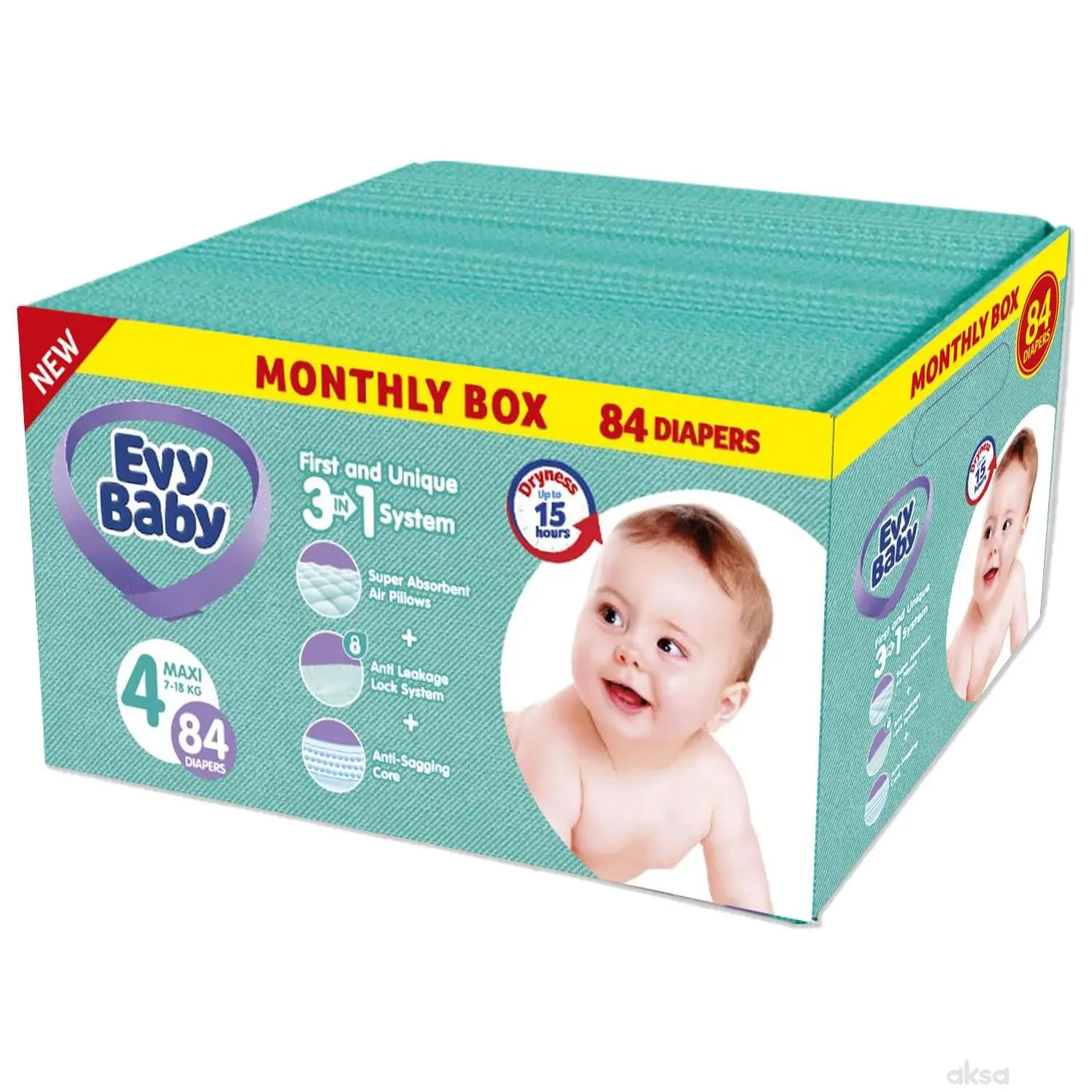 Evybaby pelene Box 4 maxi 7-18kg - 84 kom 3u1 