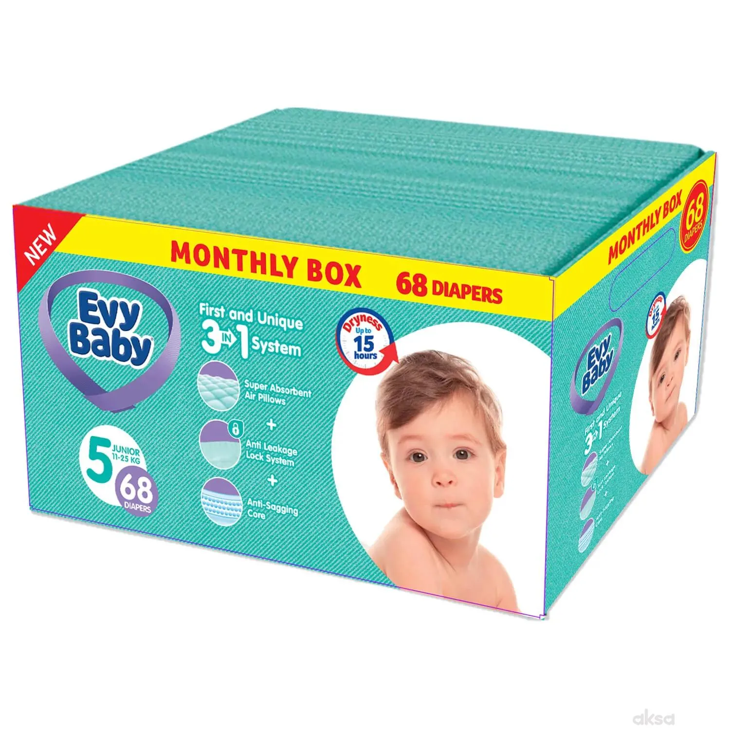 Evybaby pelene Box 5 junior 11-25kg - 68 kom 3u1 