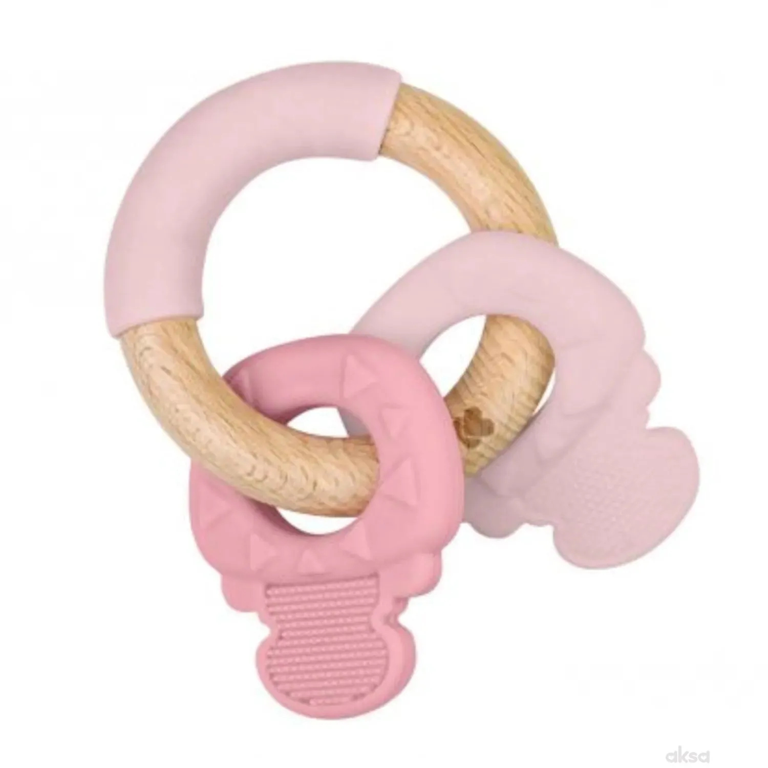 Kikka Boo Silikonska I Drvena Grickalica Keys Pink