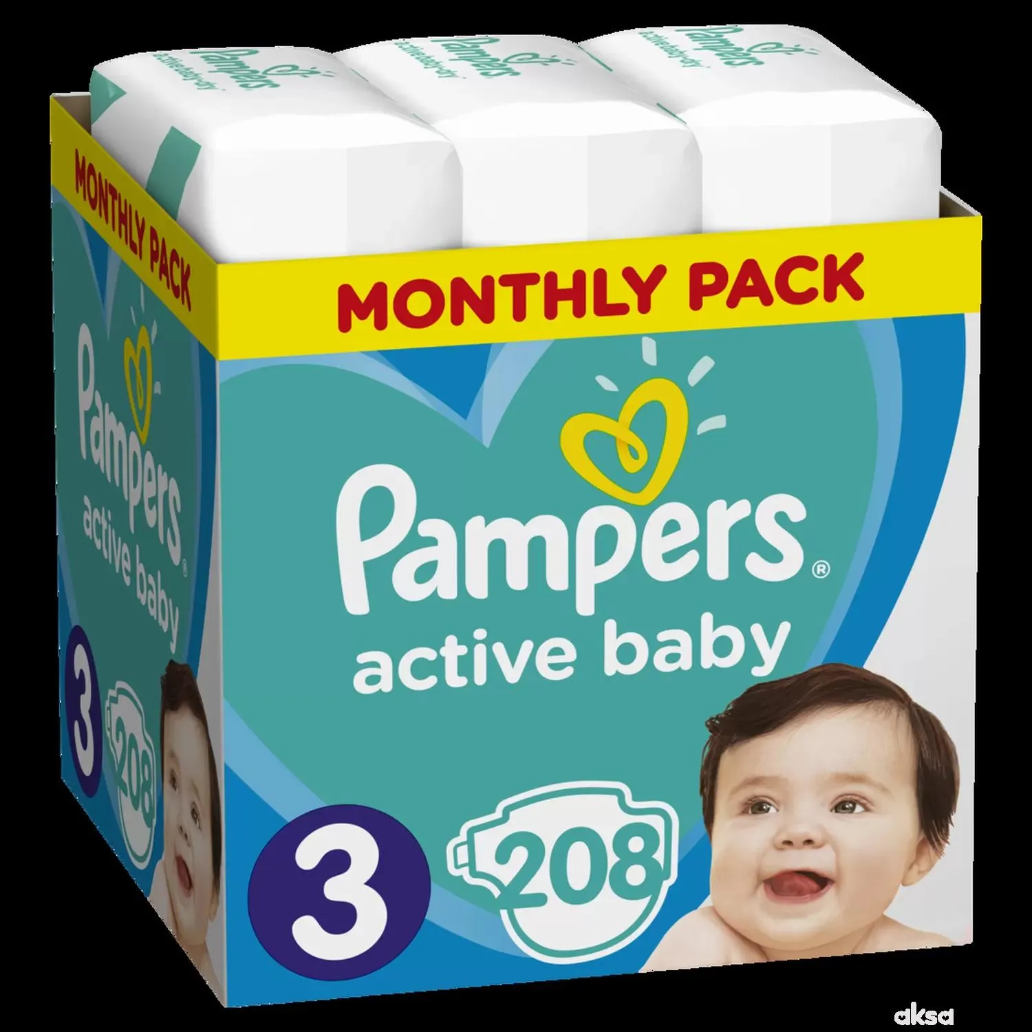 Pampers pelene active baby monthlyS3 6-10kg 208kom 