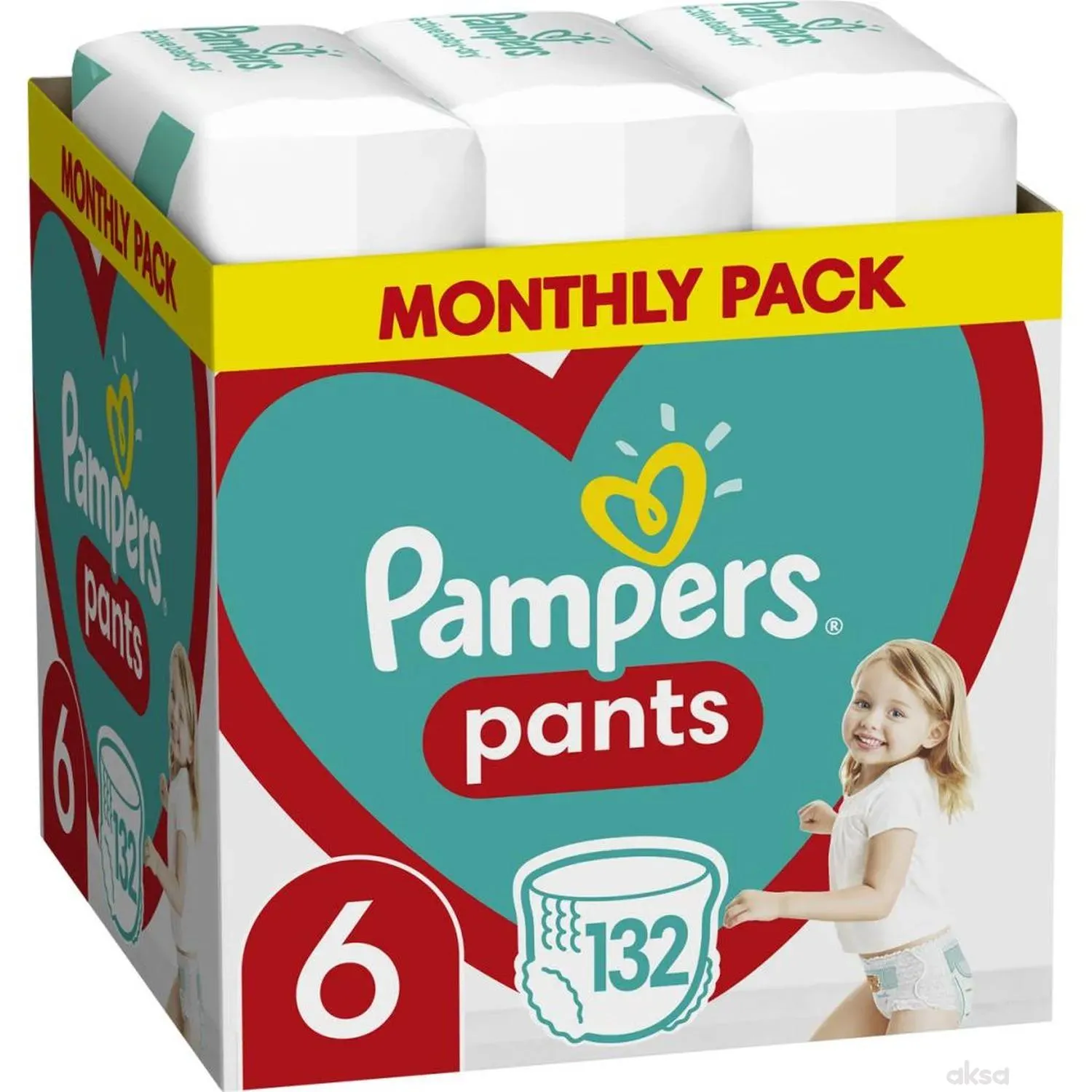 Pampers pants pelene monthly S6 15+kg 132 kom 