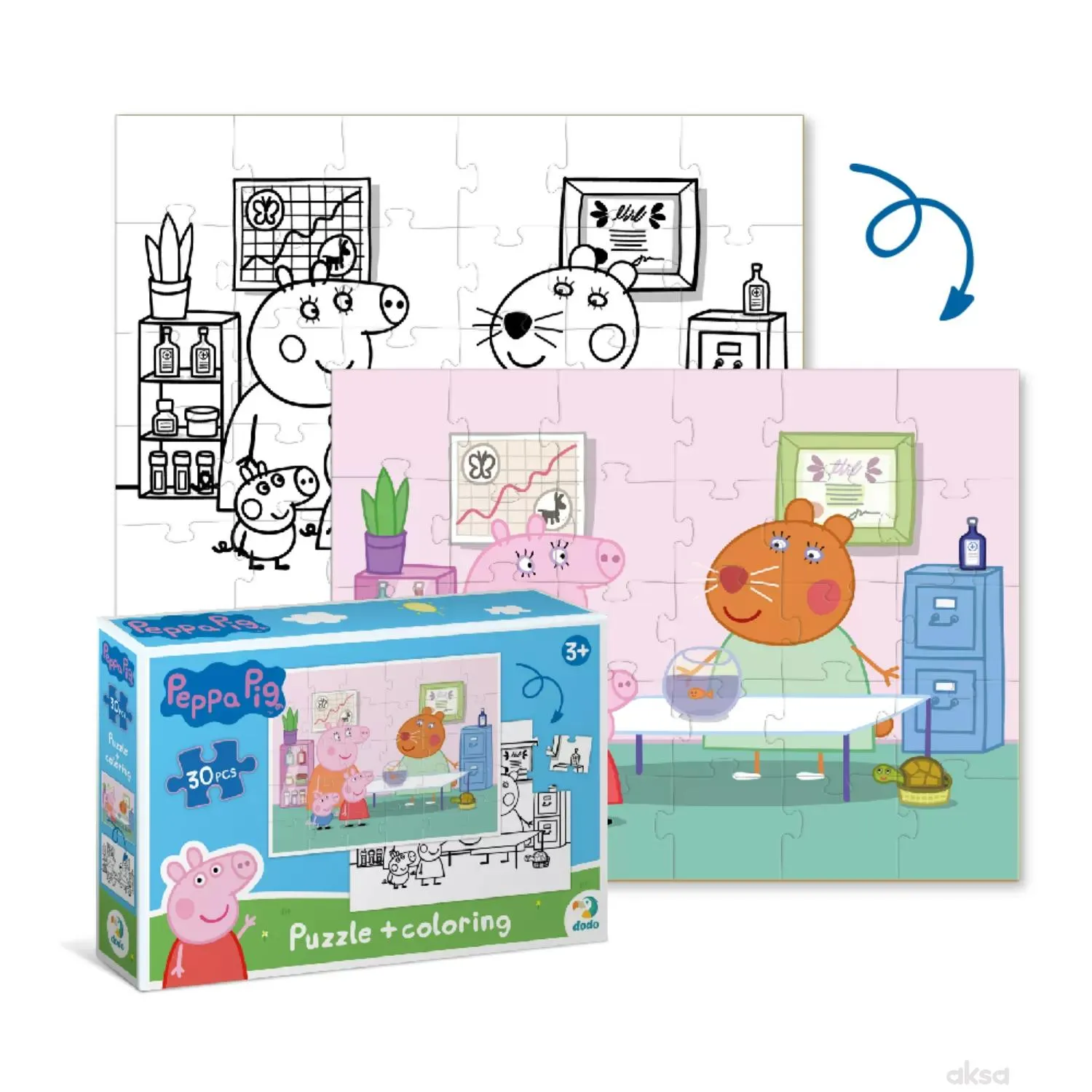 Dodo Peppa puzzle+bojanka 2u1 porodica, 30 komada 