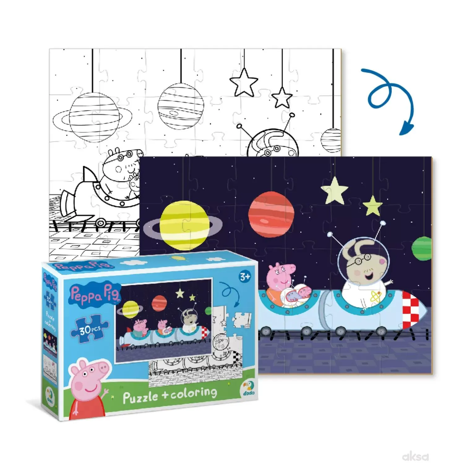 Dodo Peppa puzzle+bojanka 2u1,svemir 30 komada