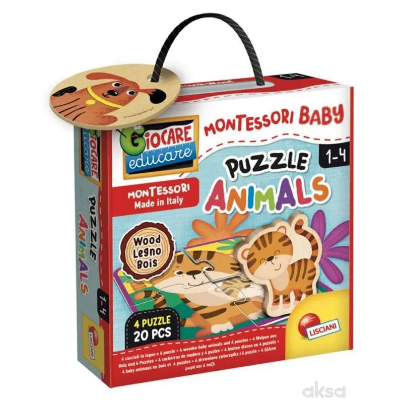 Montessori Baby drvene puzzle baby životinje 
