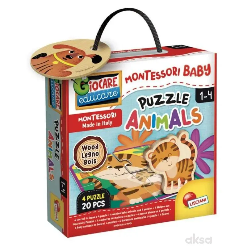 Montessori Baby drvene puzzle baby životinje