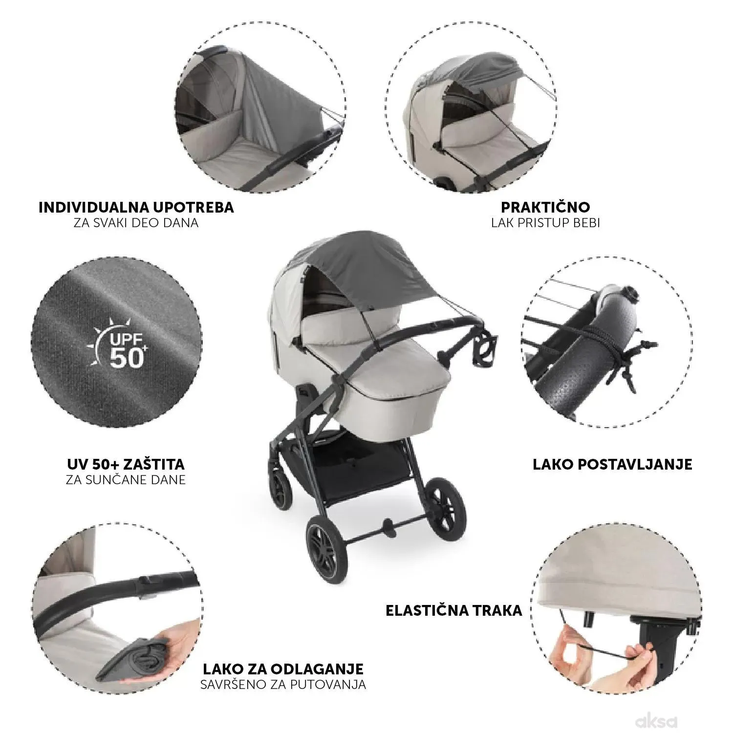 Hauck univerzalna zaštita od sunca za kolica, Grey