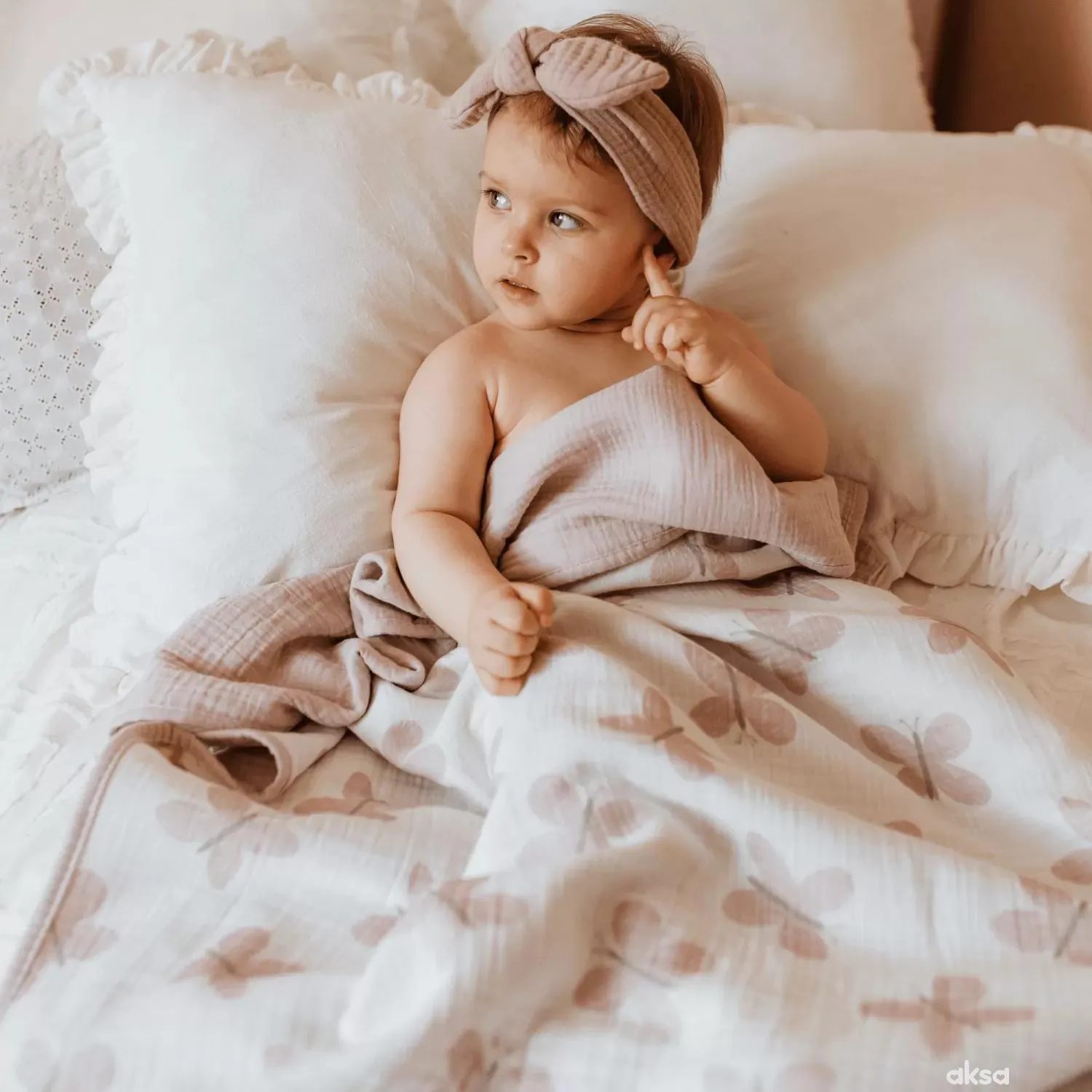 Baby Textil prekrivač od muslina Leptirići, 85x100