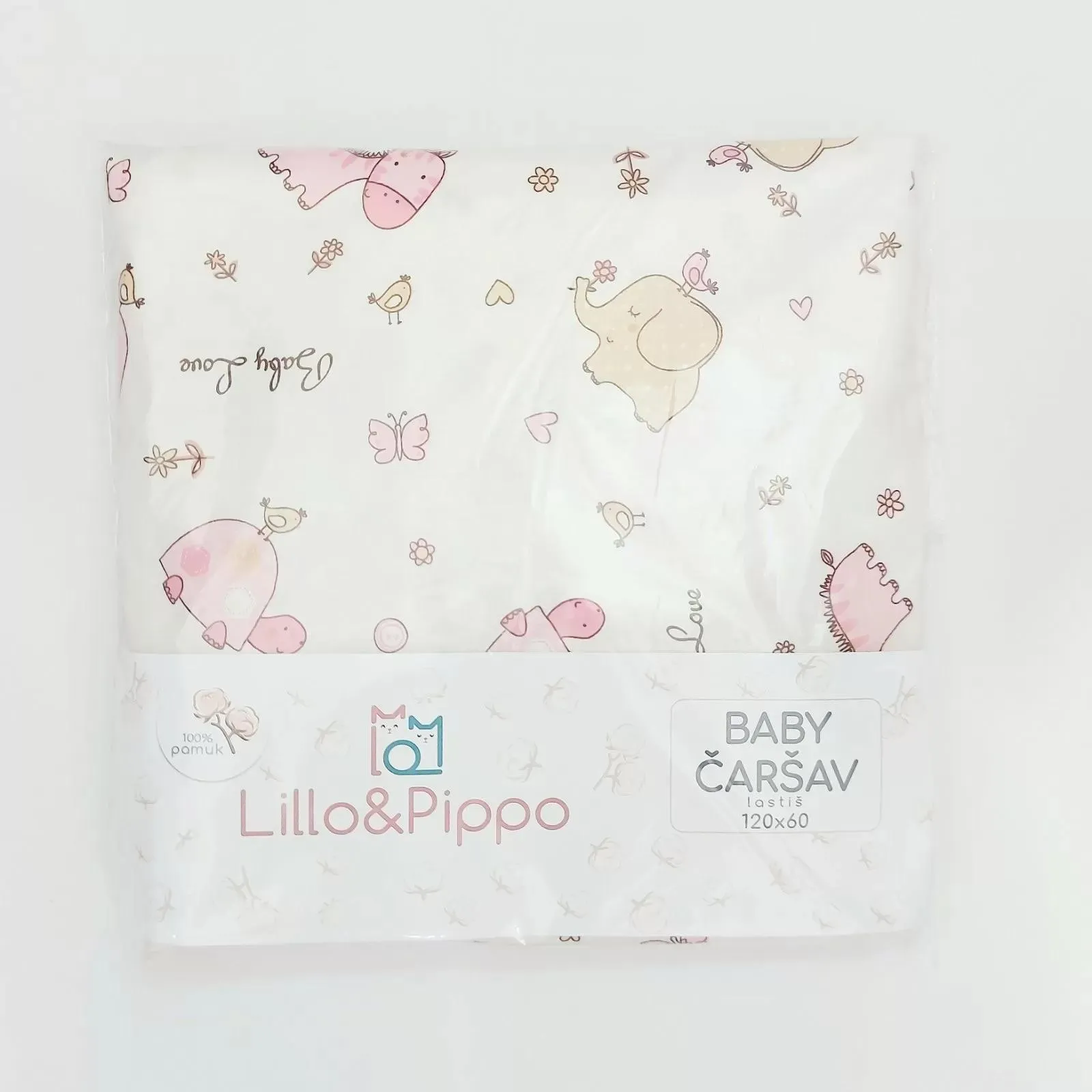 Lillo&Pippo čaršav lastiš Baby animals, 60x120cm 