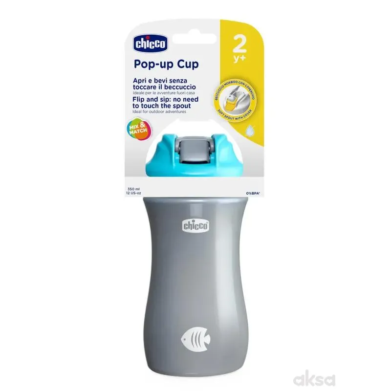 Chicco čaša sa mekanim piskom 350ml,24m+,plava