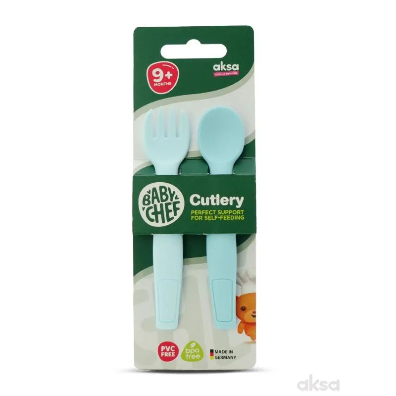 Baby Chef set kašika+viljuška plavi 2kom
