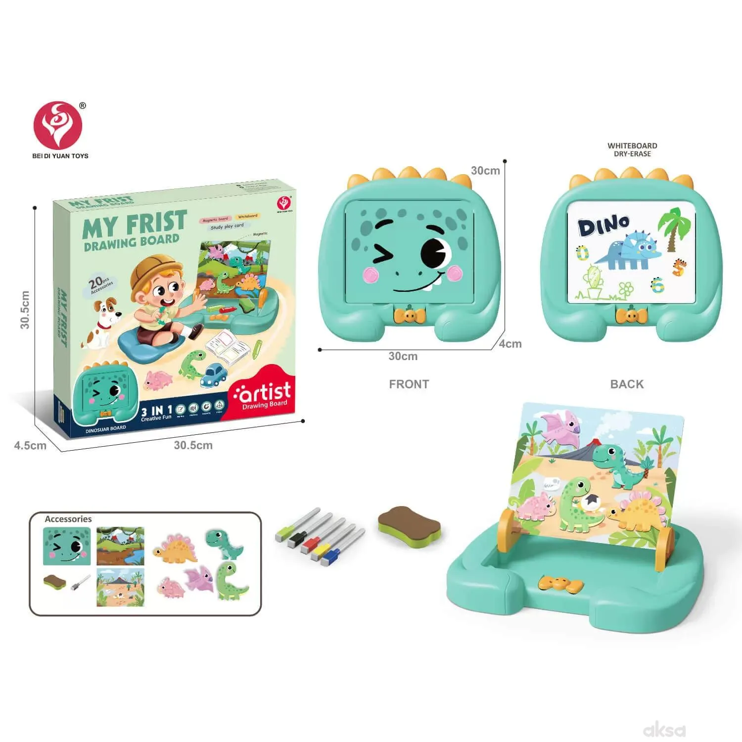 HK Mini igračka 3u1 tabla za crtanje, tirkiz