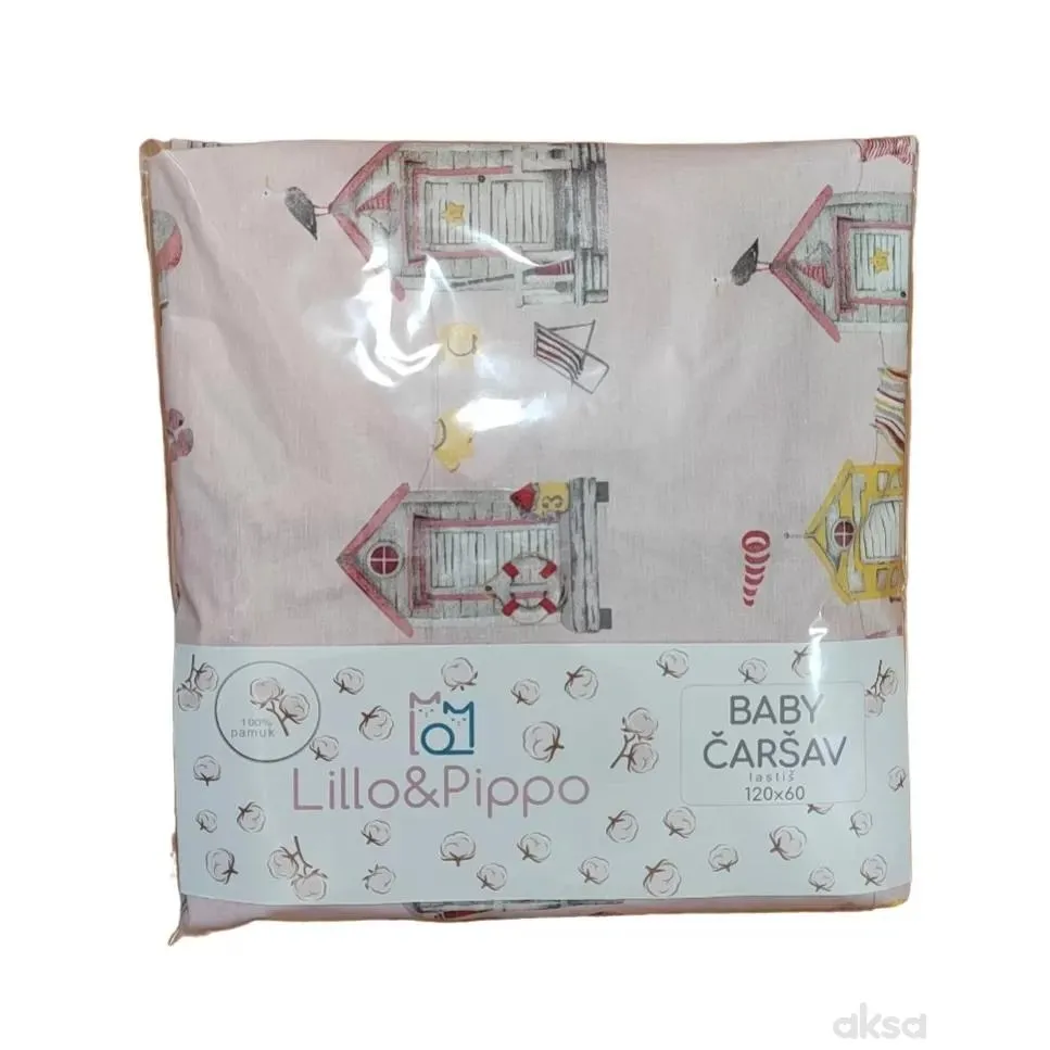 Lillo&Pippo čaršav lastiš, Kućice, 60x120cm 