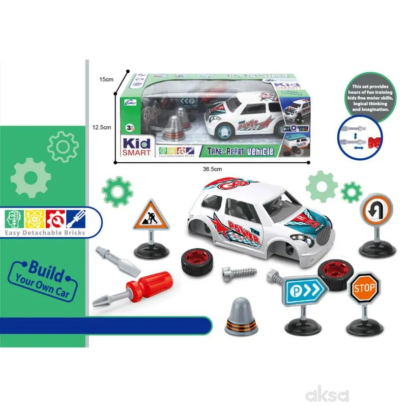 Merx igračka sastavi trkački automobil, beli