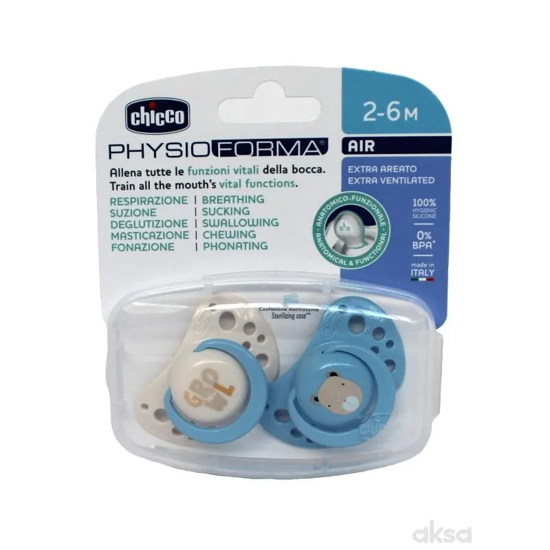 Chicco duda Physio Air sil. plava, 2-6m, 2kom