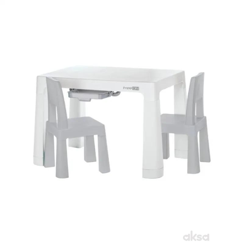 FreeON Plastični sto i stolice NEO bijelo/sivi 