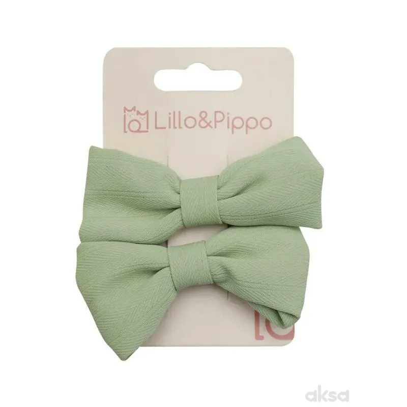 Lillo&Pippo šnalice za kosu zelena mašna