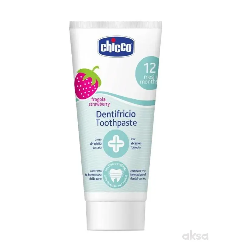 Chicco Pasta za zube, jagoda, 50 ml, 12m+