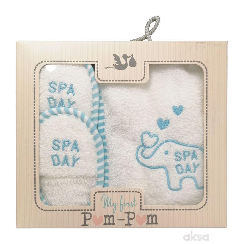 Pom Pom bademantil i papuče, tirkiz 