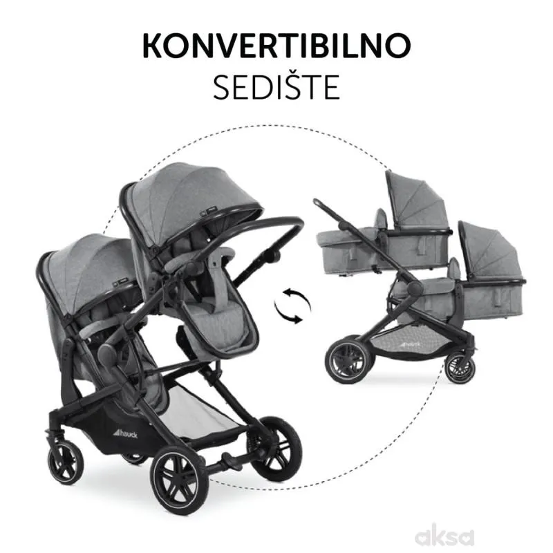 Hauck kolica za blizance Atlantic Twin, Grey 