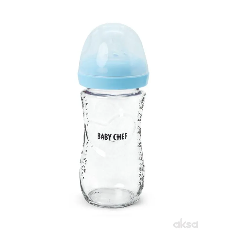 Baby Chef flašica staklena 240ml, plava
