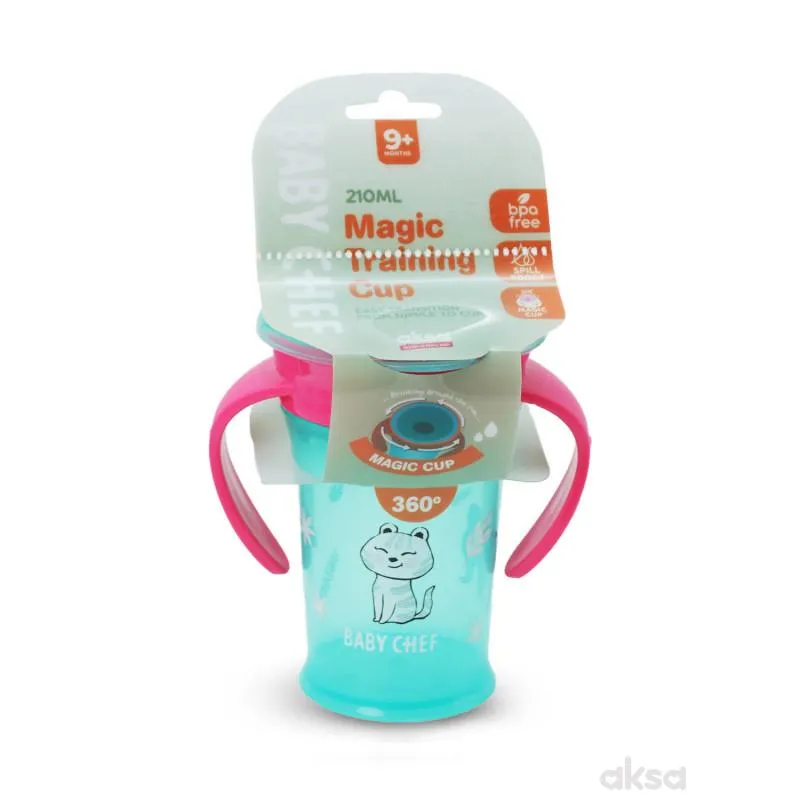 Baby Chef no-spill čaša 360° 210ml, 9m+, roze
