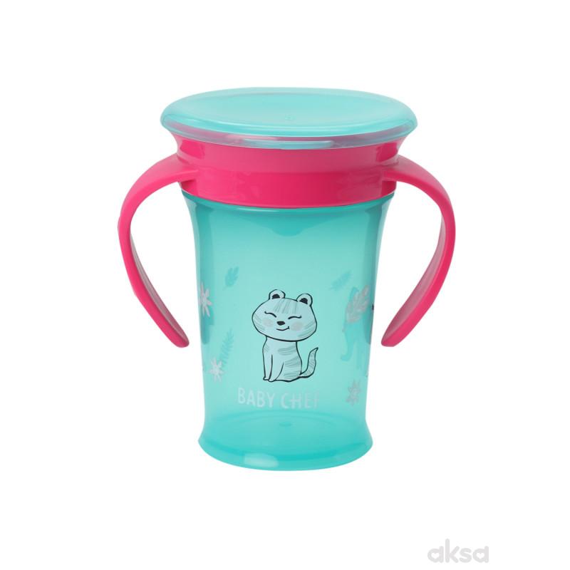 Baby Chef no-spill čaša 360° 210ml, 9m+, roze 