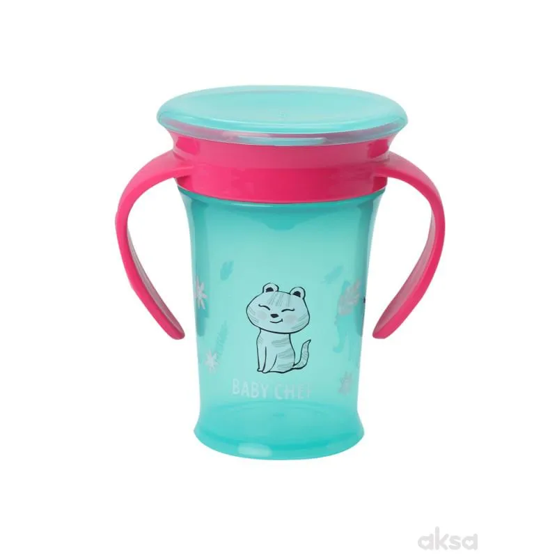 Baby Chef no-spill čaša 360° 210ml, 9m+, roze