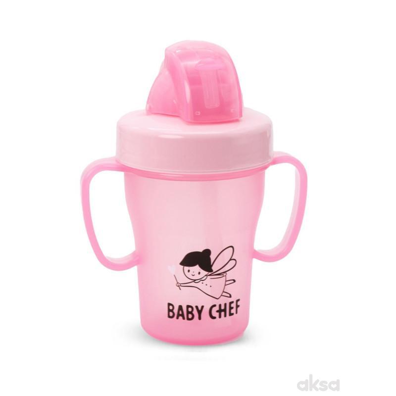 Baby Chef no-spill sa slamčicom 200ml, 9m+, roze 