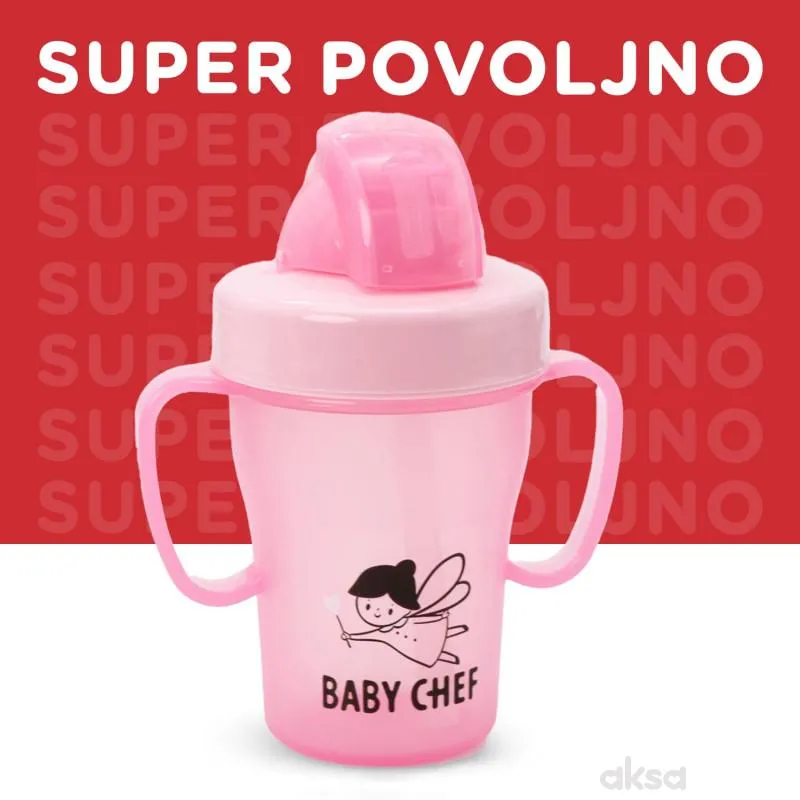 Baby Chef no-spill sa slamčicom 200ml, 9m+, roze