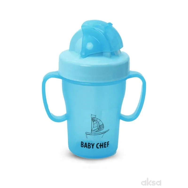 Baby Chef no-spill sa slamčicom 200ml, 9m+, plava
