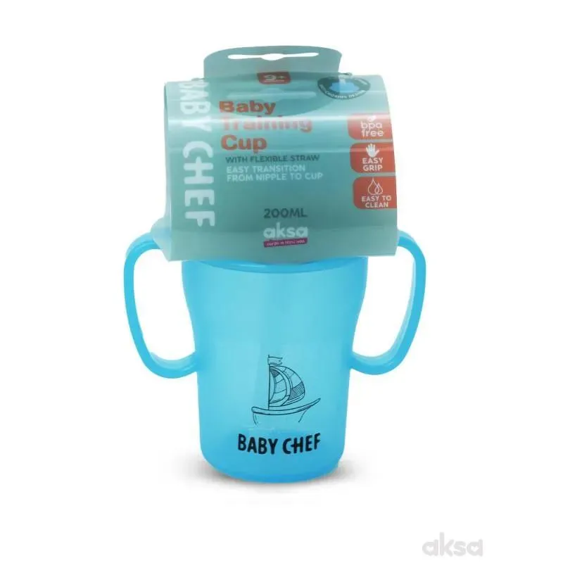 Baby Chef no-spill sa slamčicom 200ml, 9m+, plava