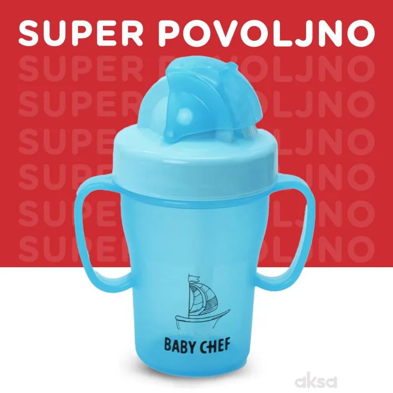 Baby Chef no-spill sa slamčicom 200ml, 9m+, plava